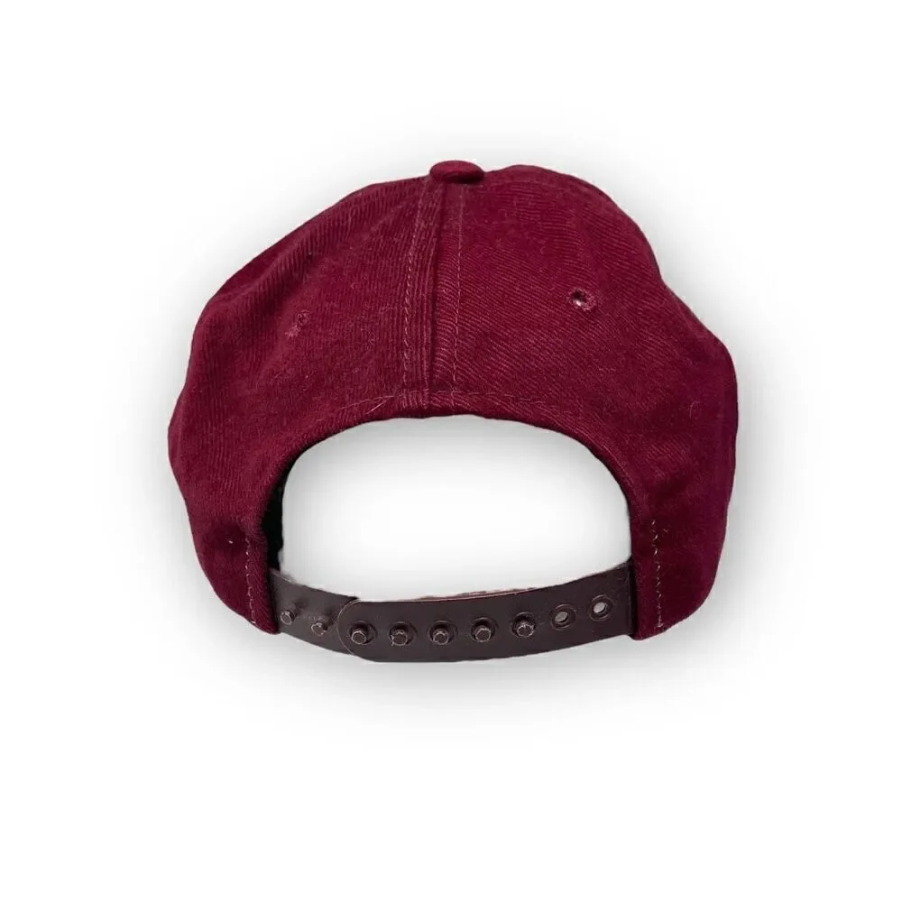 Vintage Ambrosiana Made in USA SnapBack Hat Cap Maroon Yellow Embroidery OSFM